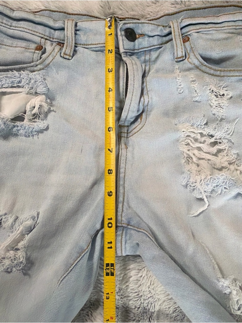 AERO Mens Slim Cut Off Denim Shorts Size 30 Distressed Blue Jean Raw Hem - Picture 4 of 11
